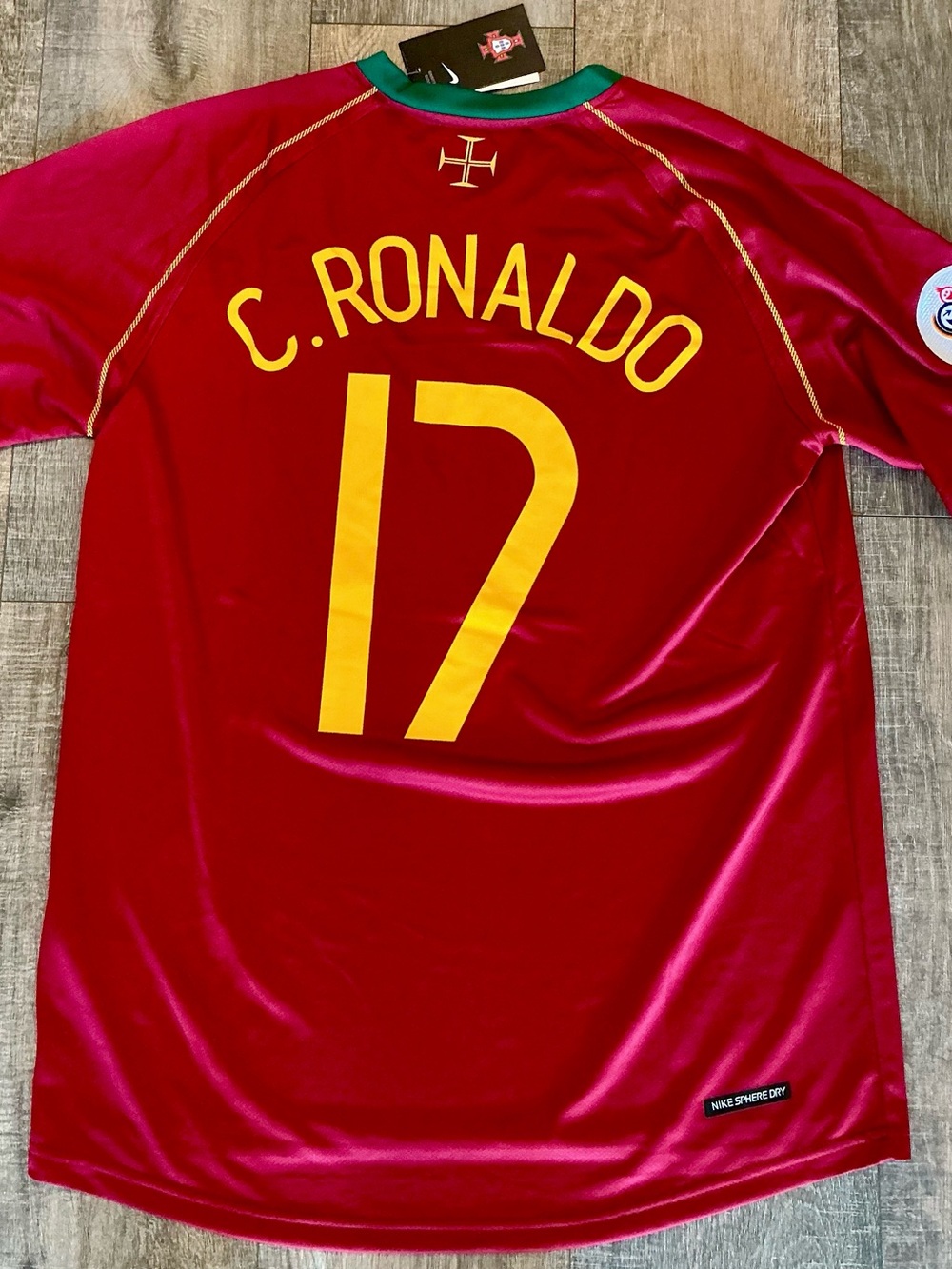 Nike Portugal Cristiano Ronaldo #17 Red Soccer Jersey with Yellow Accents